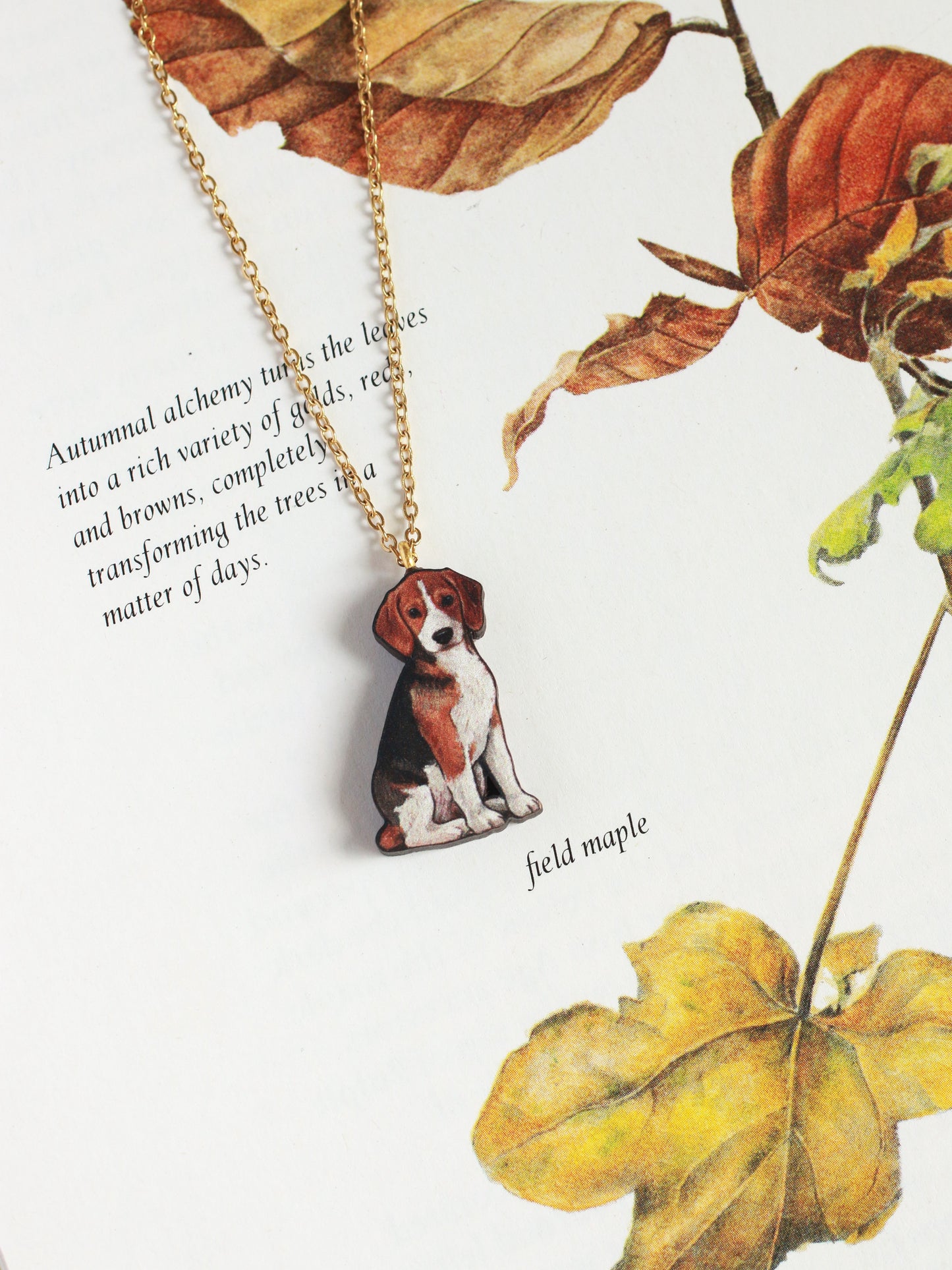 Beagle necklace - wooden dog pendant