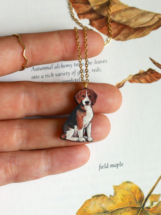 Beagle necklace - wooden dog pendant