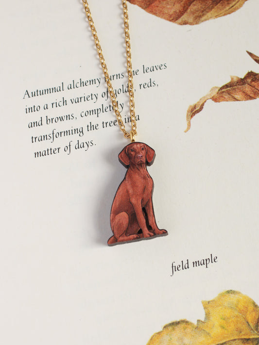 Vizsla necklace - wooden dog pendant