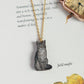 Grey tabby cat necklace