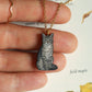 Grey tabby cat necklace