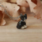 Ceramic Tuxedo cat necklace