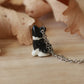 Ceramic Tuxedo cat necklace