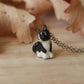 Ceramic Tuxedo cat necklace