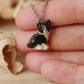 Ceramic Tuxedo cat necklace