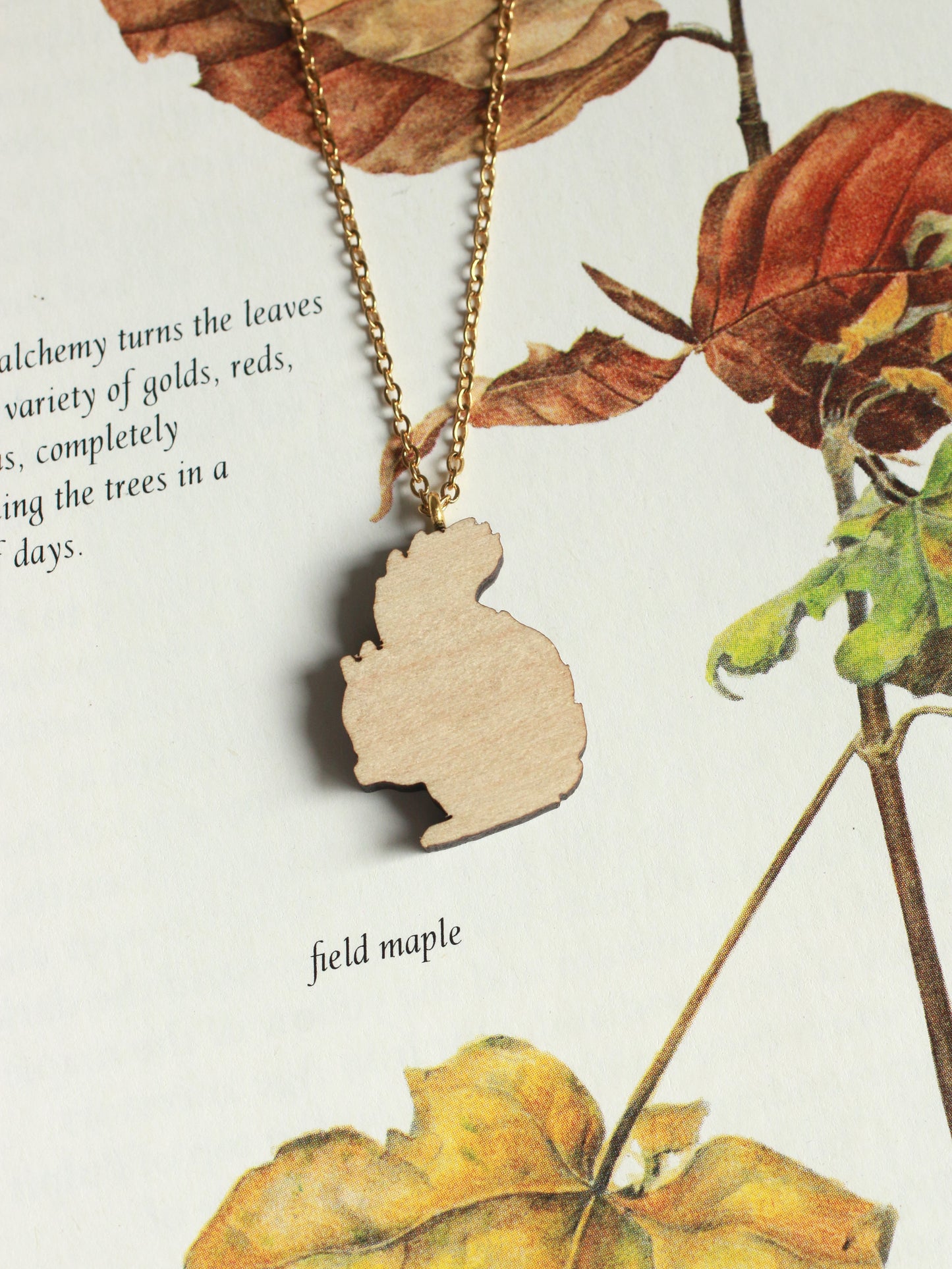 Wooden squirrel necklace