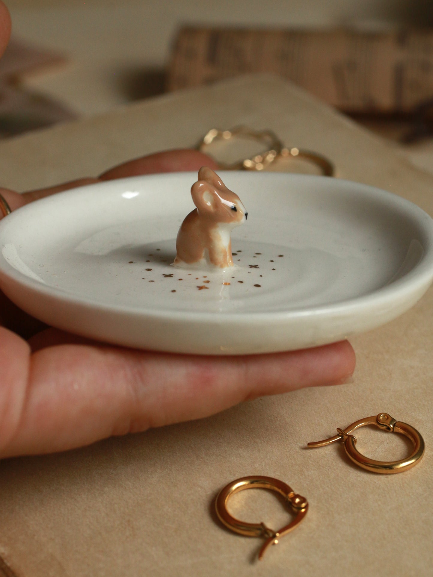 Bunny Ring Dish - Porcelain jewelry dish