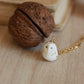 Baby owl necklace in a nutshell box