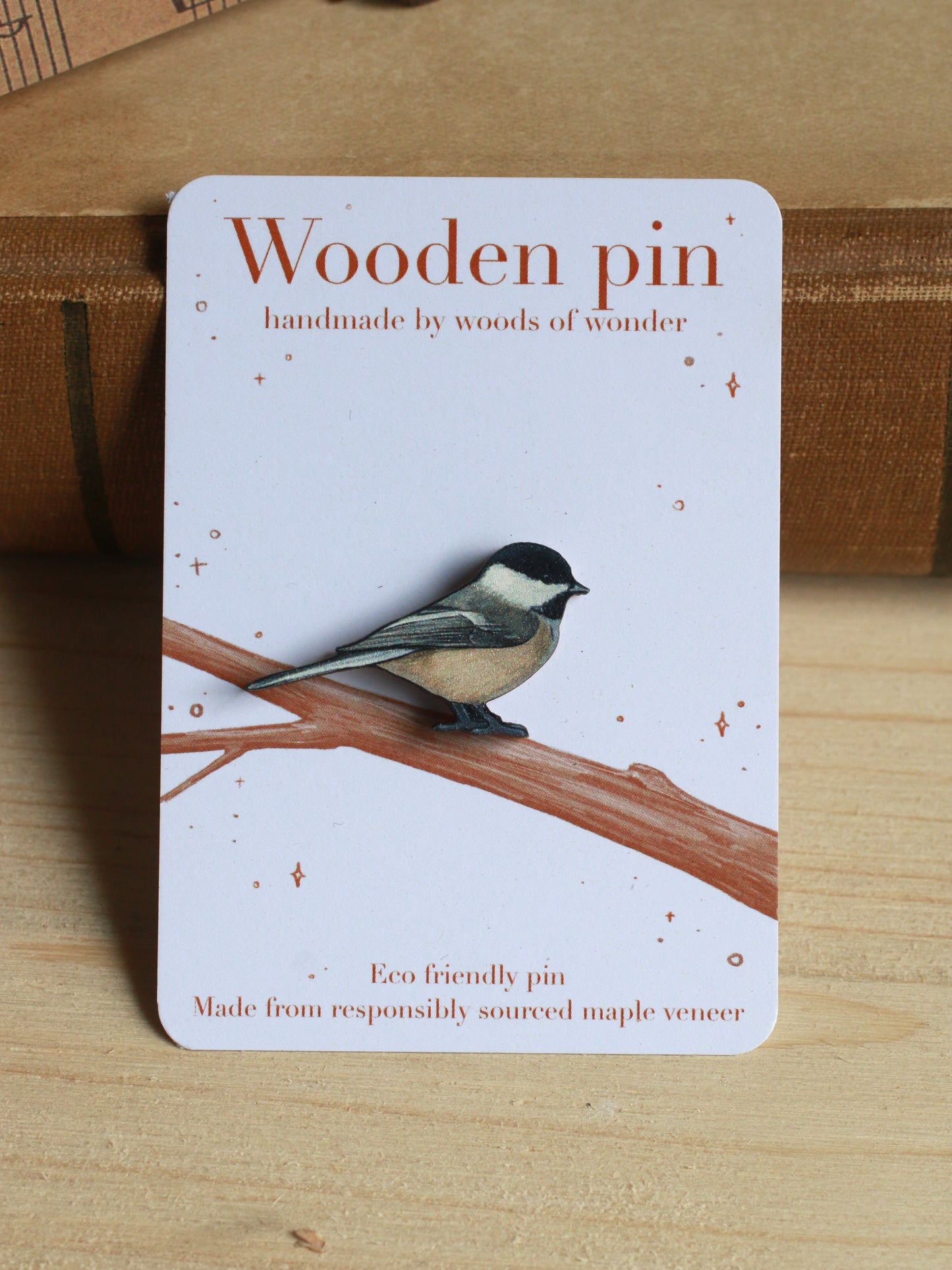 Chickadee wooden pin