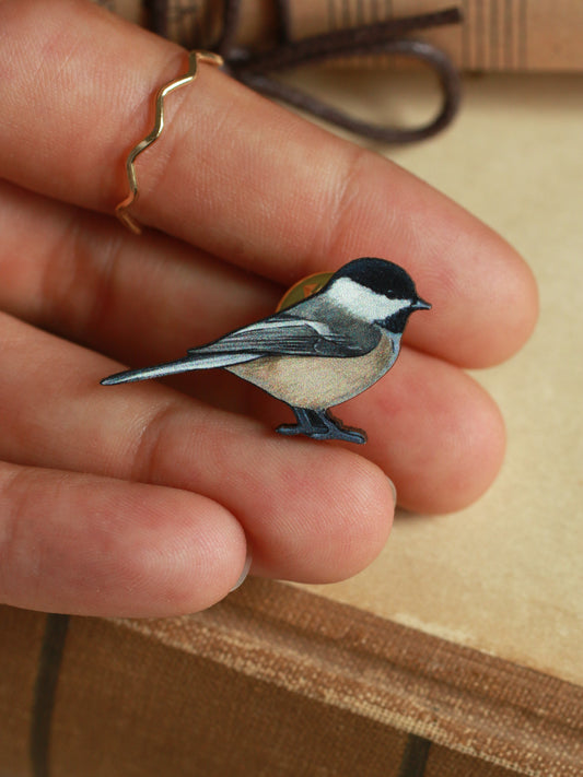 Chickadee wooden pin