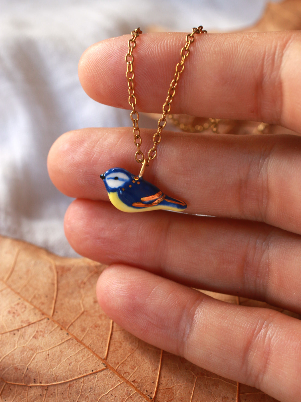 Blue tit necklace