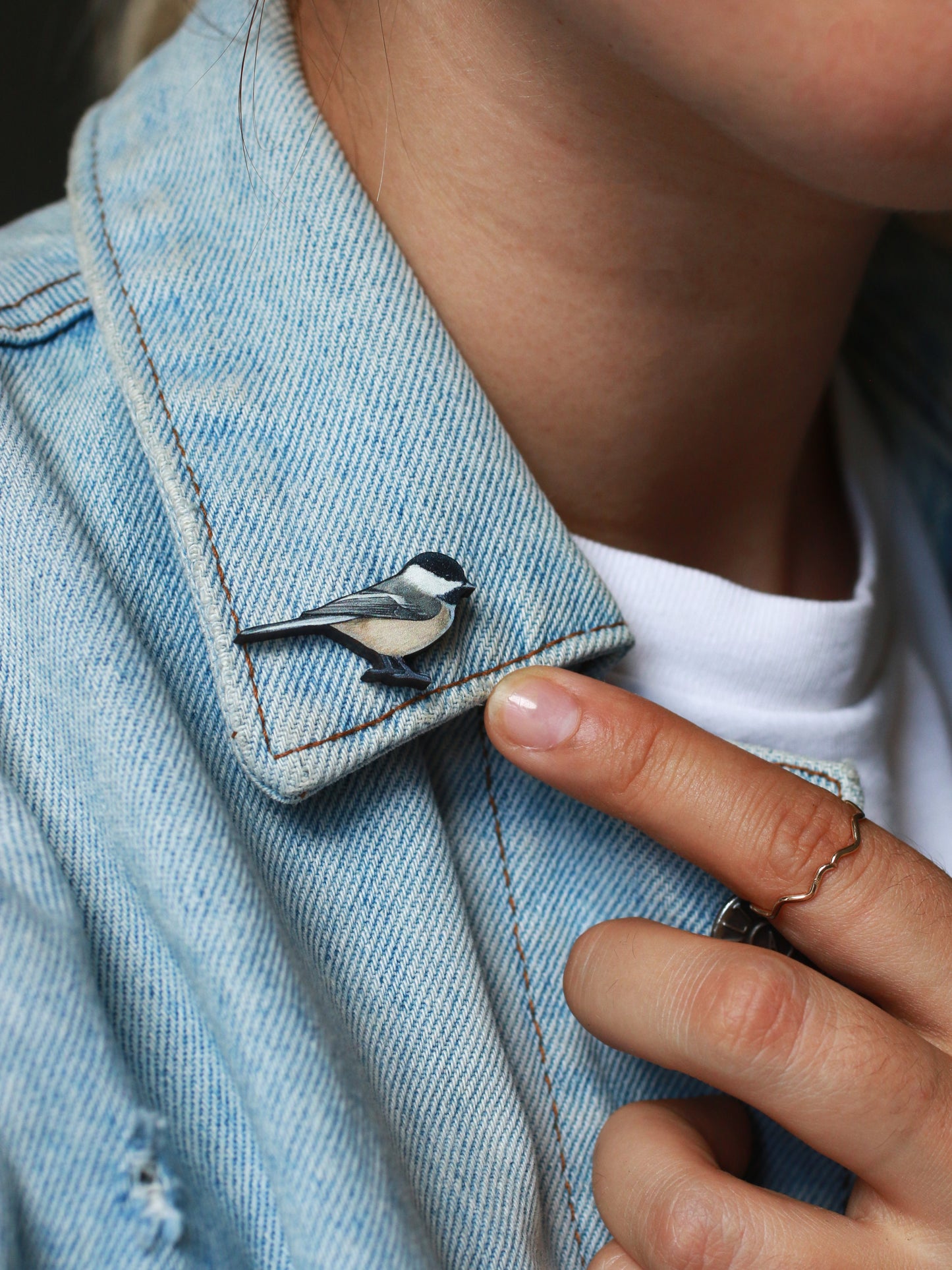 Chickadee wooden pin