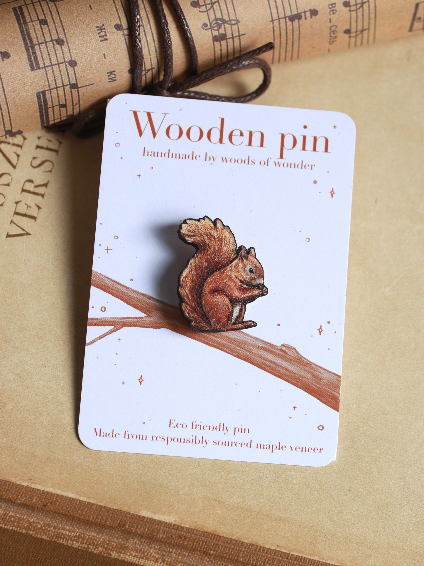 Wooden squirrel pin