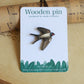 Swallow pin - wooden bird brooch