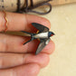 Swallow pin - wooden bird brooch