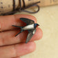 Swallow pin - wooden bird brooch