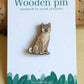 Shiba inu pin - wooden dog brooch