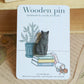 Gray cat wooden pin