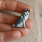 Husky pin - wooden dog brooch