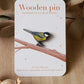 Great tit pin - wooden bird brooch