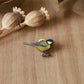 Great tit pin - wooden bird brooch