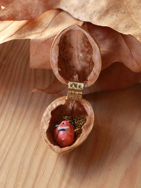 Sleeping Fox necklace - walnut box