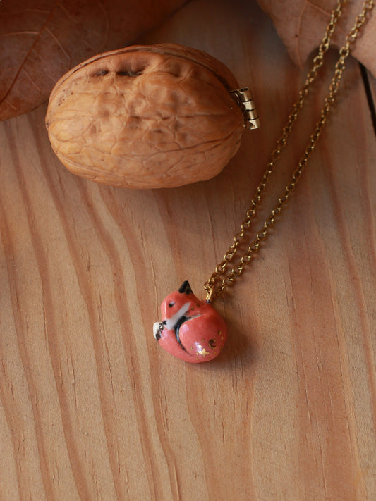 Sleeping Fox necklace - walnut box
