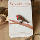 Robin pin - wooden bird brooch