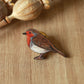 Robin pin - wooden bird brooch