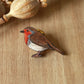 Robin pin - wooden bird brooch