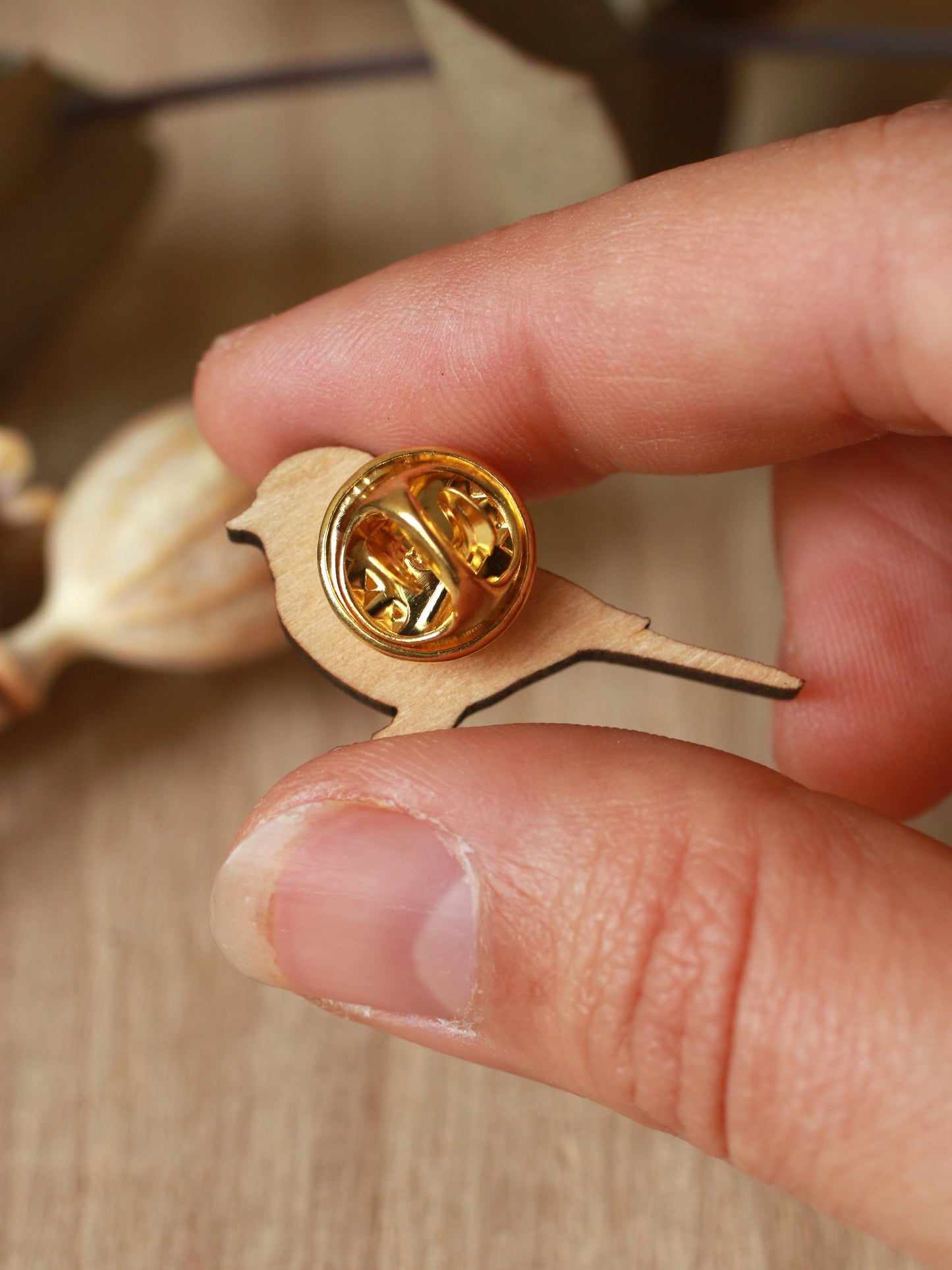 Chickadee wooden pin
