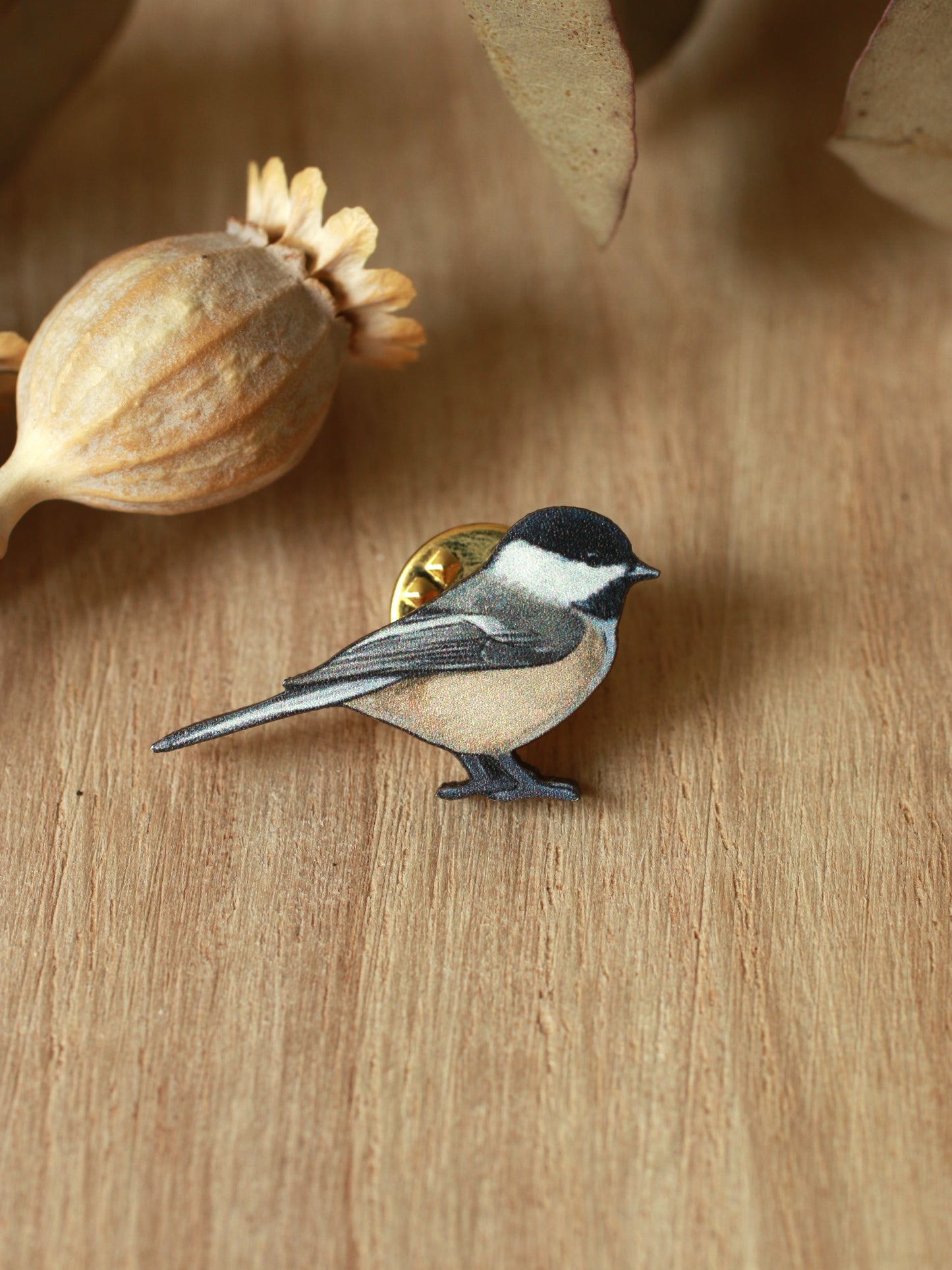 Chickadee wooden pin