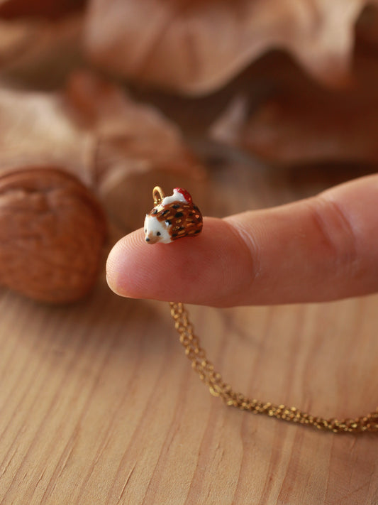 Hedgehog necklace - walnut box