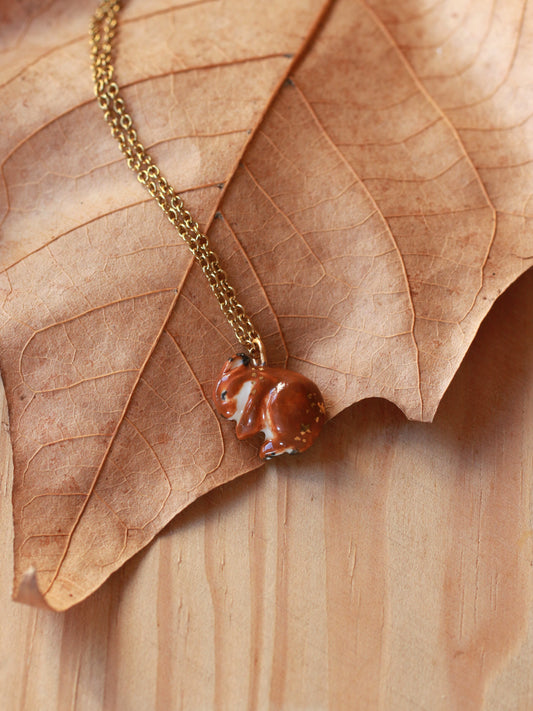 Sleeping bunny necklace - walnut box