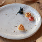 Black cat with pumpkins Ring Dish - Porcelain jewellery dish