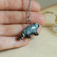 Ceramic raccoon necklace - silver details