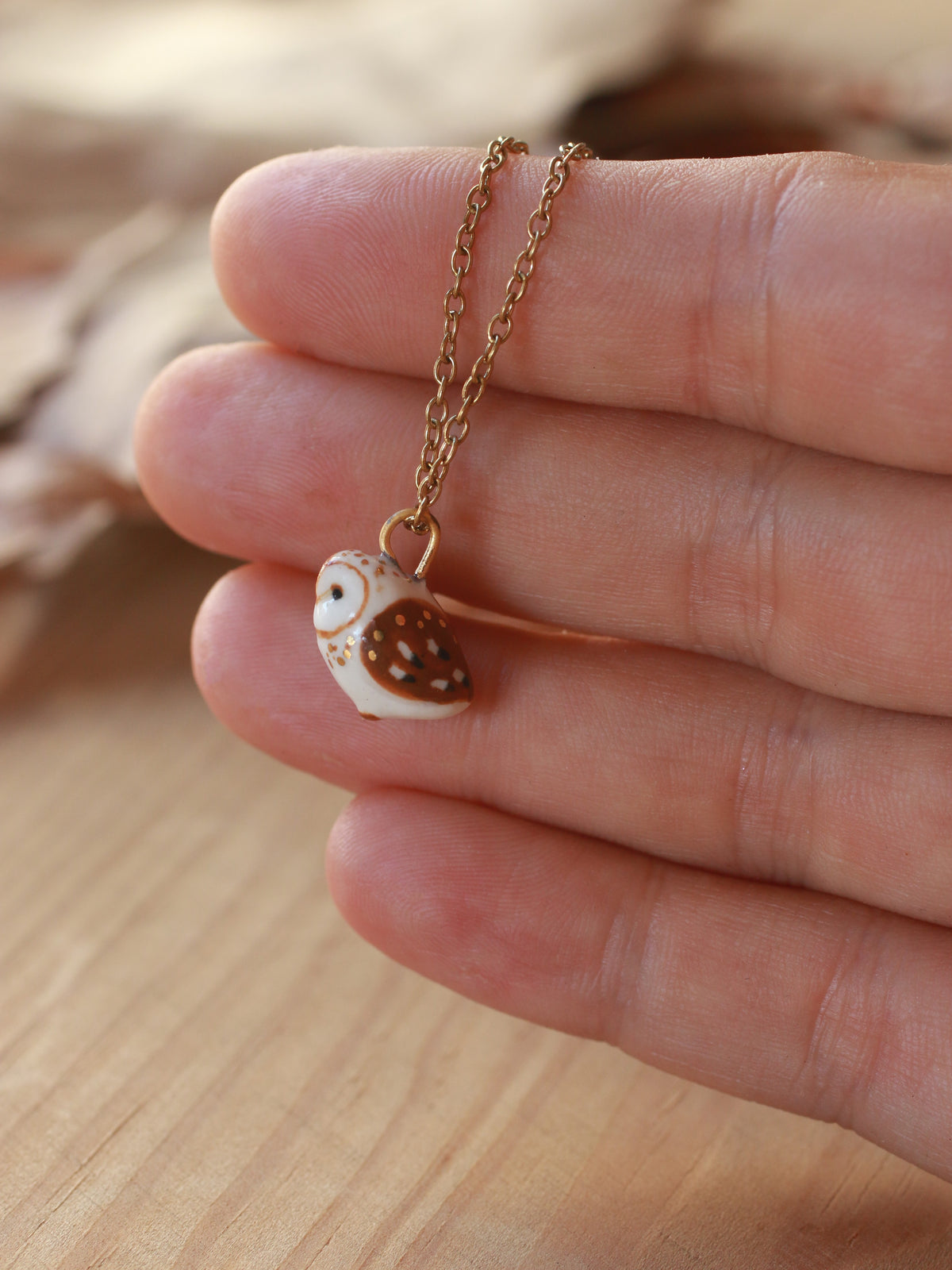 Barn owl necklace - nutshell box