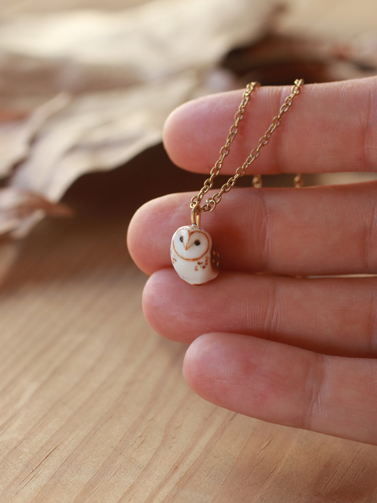Barn owl necklace - nutshell box