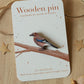 Jay pin - wooden bird brooch