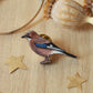 Jay pin - wooden bird brooch