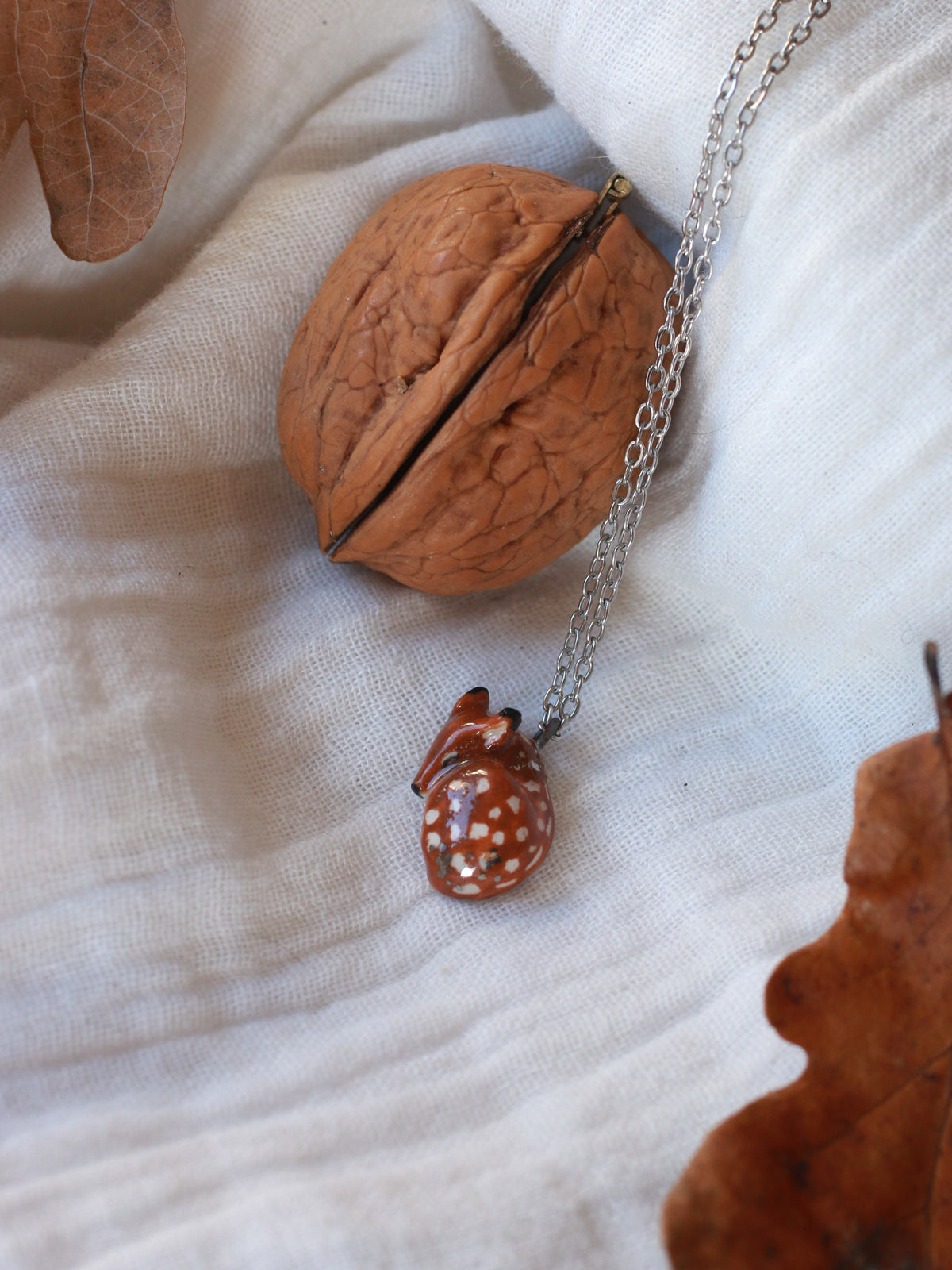 Fawn necklace - walnut box