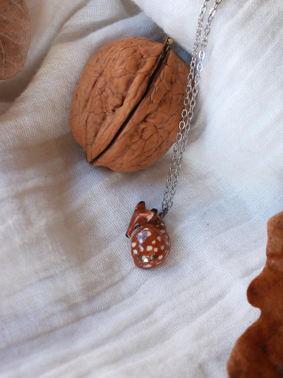 Fawn necklace - walnut box