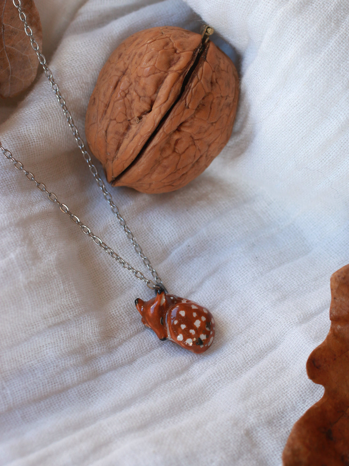 Fawn necklace - walnut box