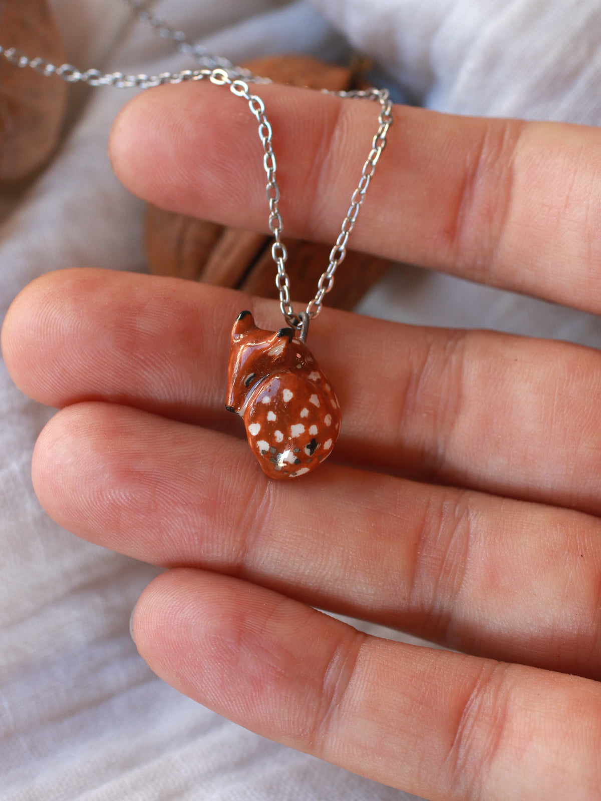 Fawn necklace - walnut box