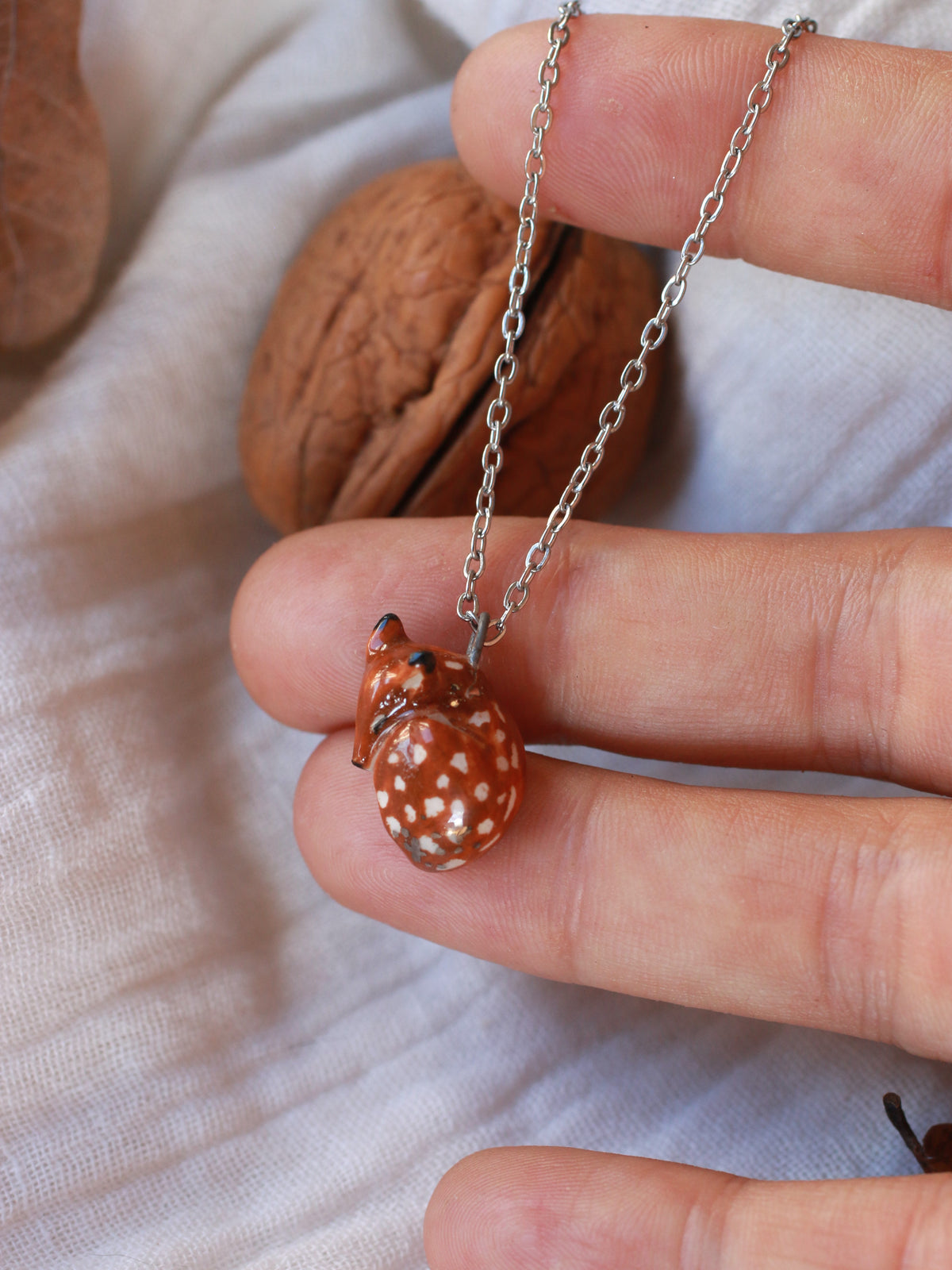 Fawn necklace - walnut box