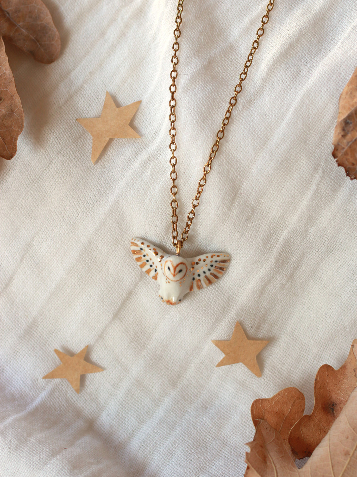 White barn owl necklace