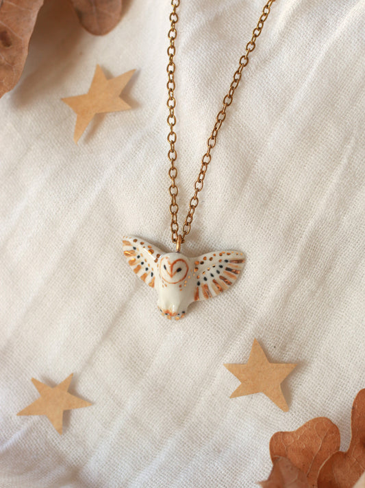 White barn owl necklace