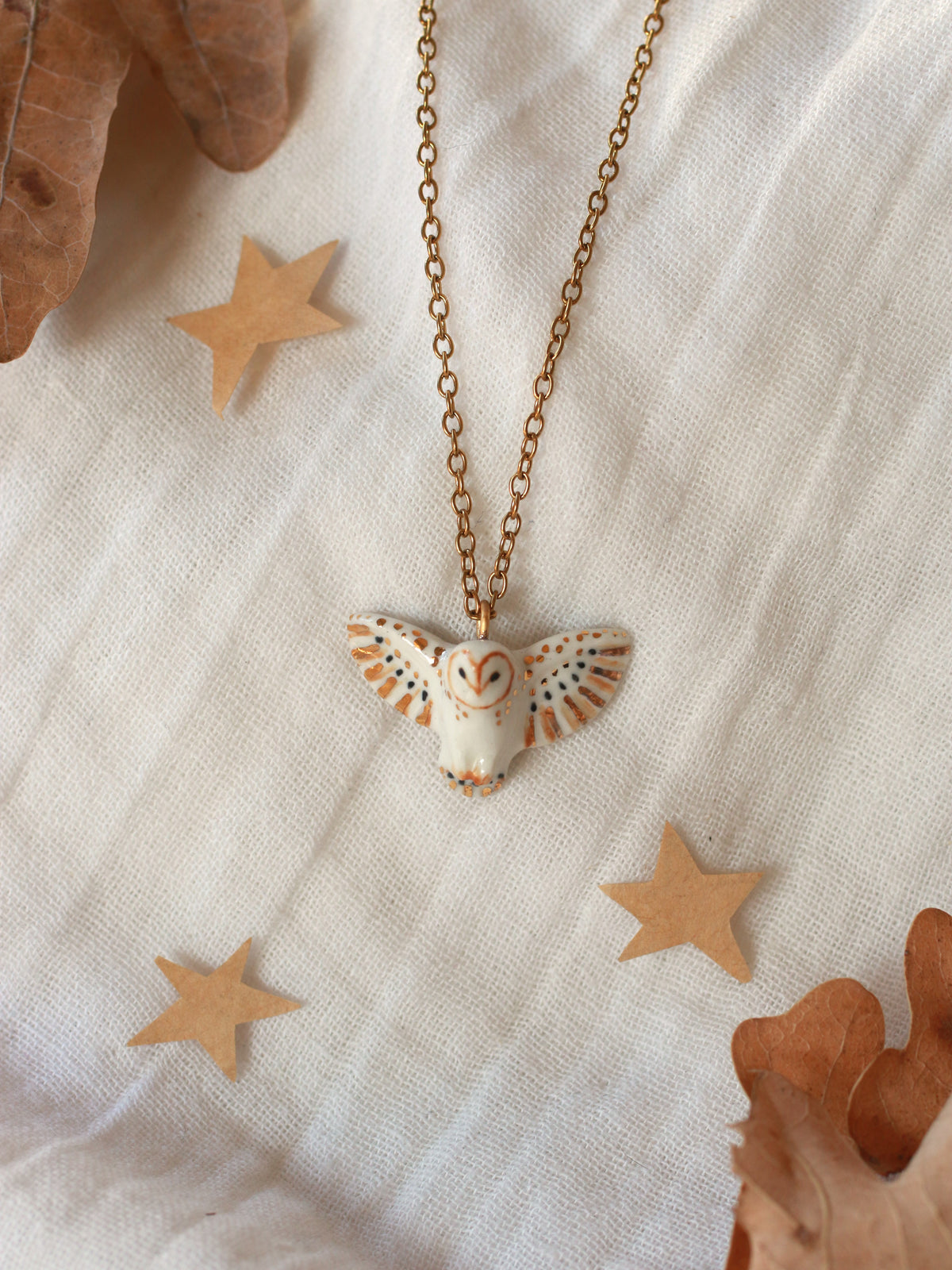 White barn owl necklace