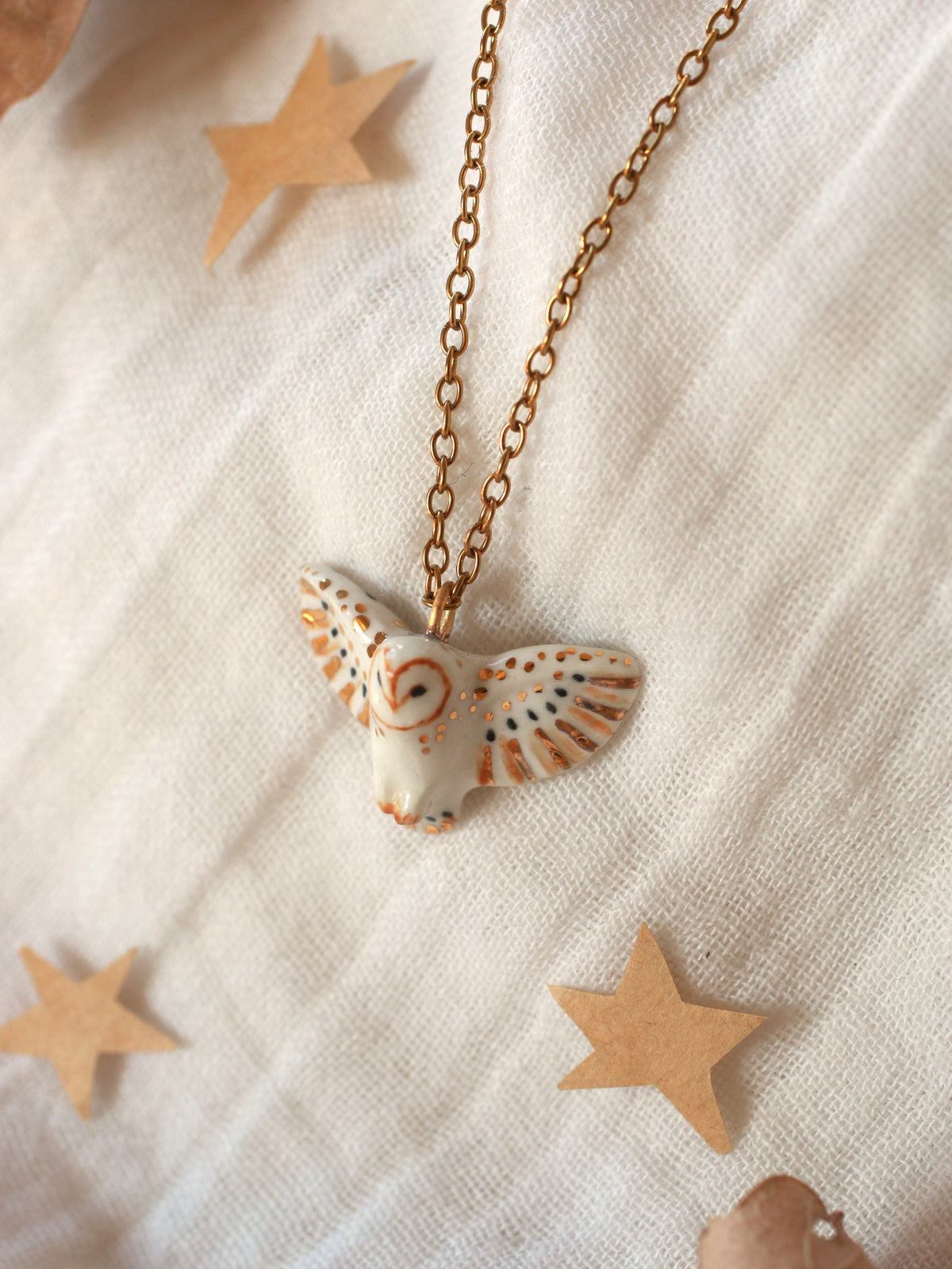 White barn owl necklace