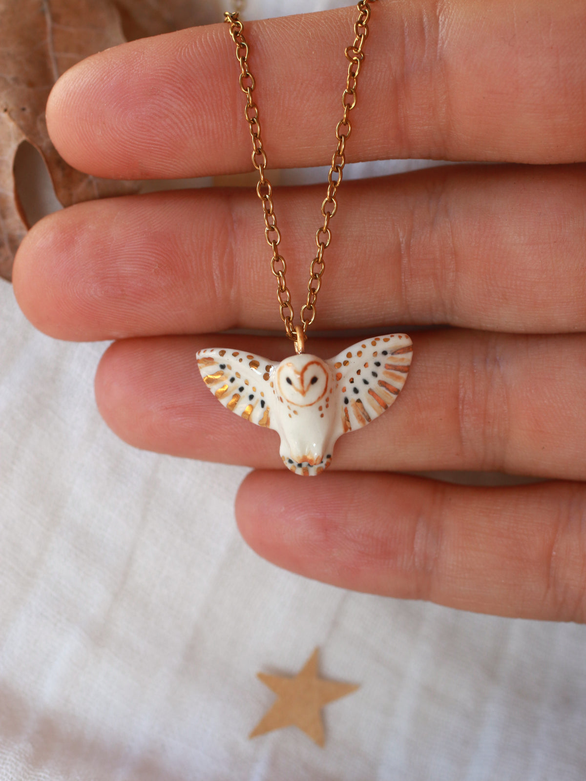 White barn owl necklace